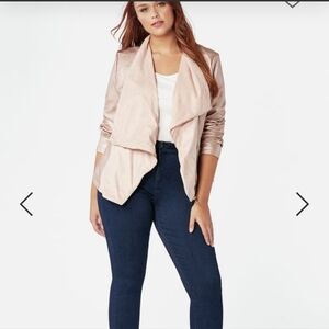 NWT faux  leather jacket metallic rose gold finish with sueded lapels